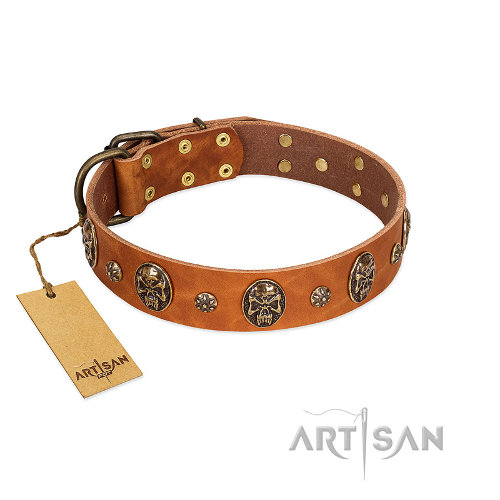 マウンテンドッグ 炎柄付 首輪 [C79##1113 Leather collar] : 犬用品